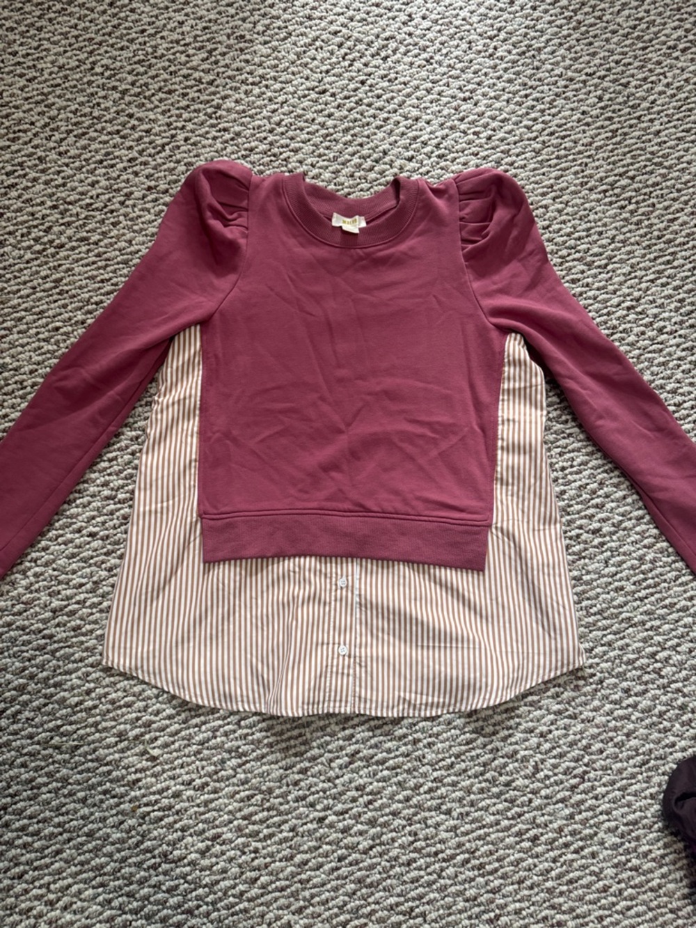 Layered Look Pullover with Striped Shirttail